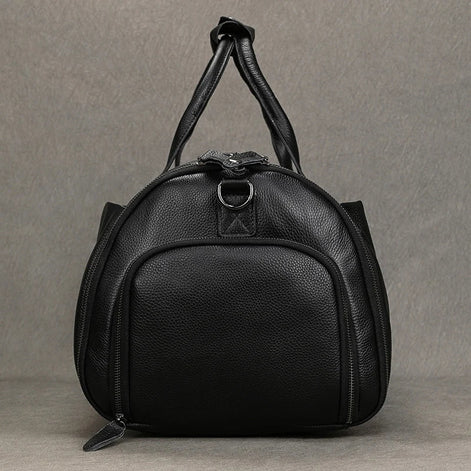 Mala de Viagem de Couro Legítimo Preto Hephaestus Titan