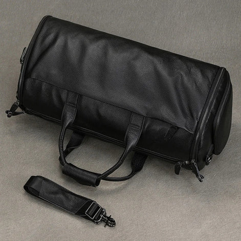 Mala de Viagem de Couro Legítimo Preto Hephaestus Titan