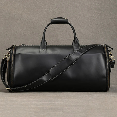 Mala de Viagem de Couro Legítimo Preto Hephaestus Titan