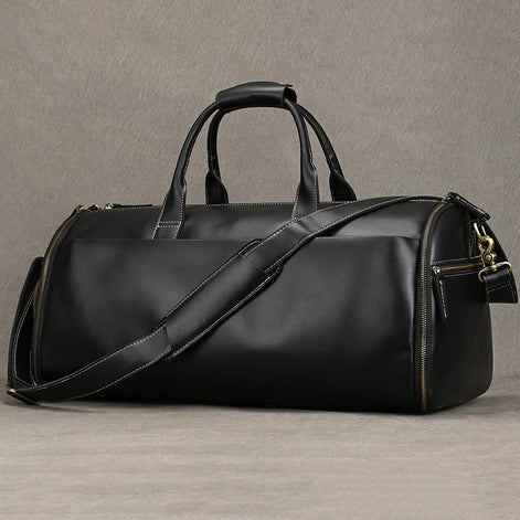 Mala de Viagem de Couro Legítimo Preto Hephaestus Titan