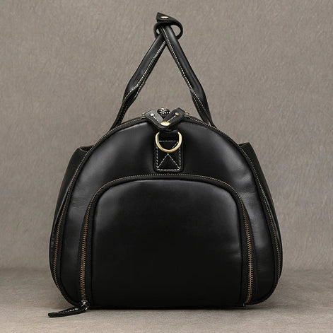 Mala de Viagem de Couro Legítimo Preto Hephaestus Titan