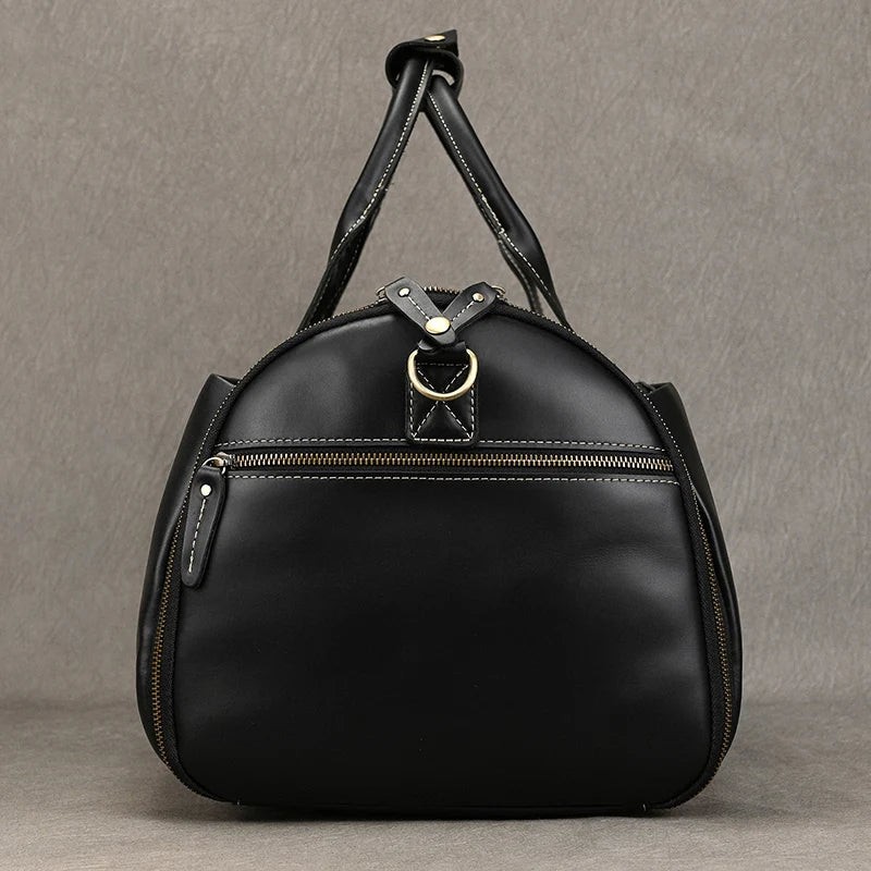 Mala de Viagem de Couro Legítimo Preto Hephaestus Titan