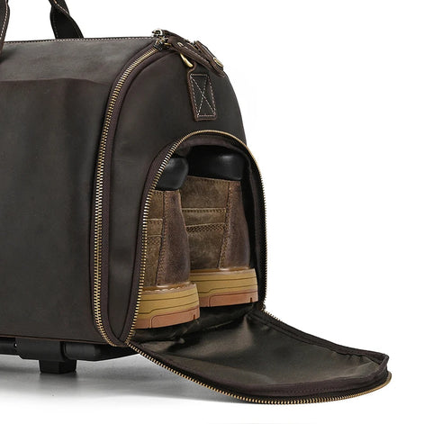 Mala de Viagem de Couro Legítimo Marrom Hephaestus Titan