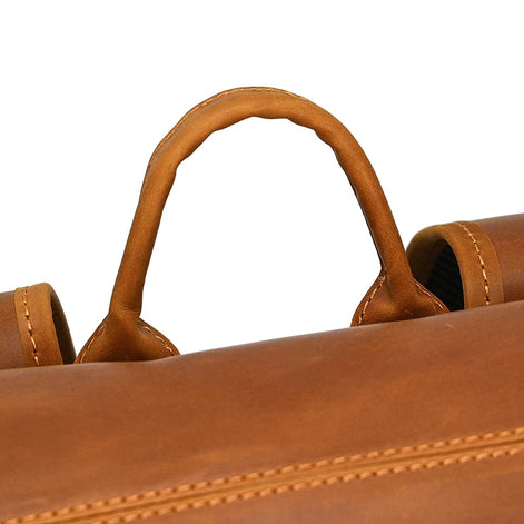 Mochila Executiva de Couro Legítimo Compacta Bege