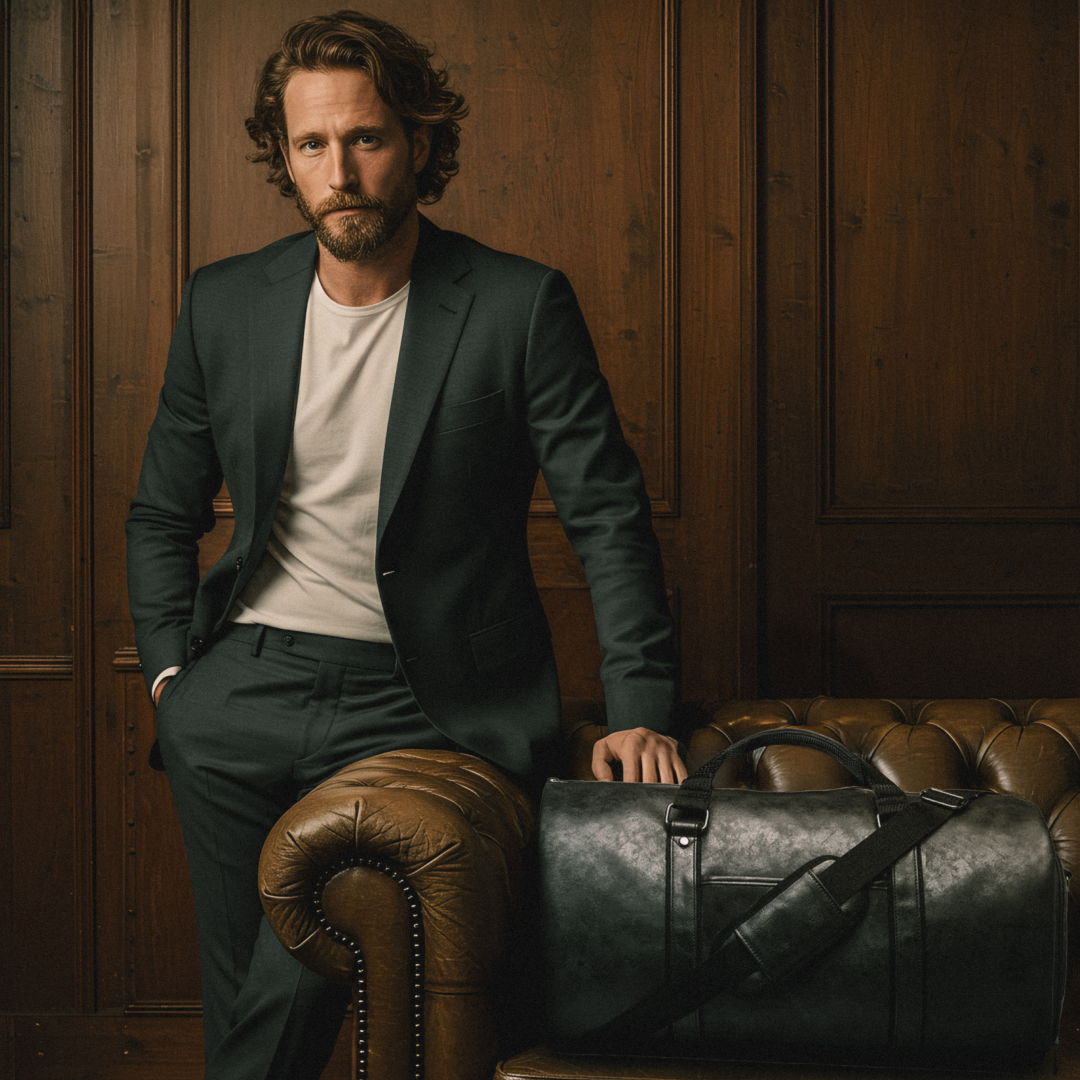 Mala Executiva de Couro Preto 35L Hephaestus