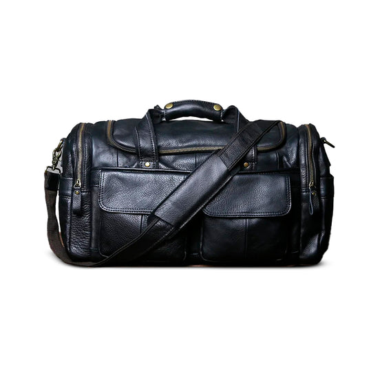 Mala de Viagem de Couro Legítimo Hephaestus Preto