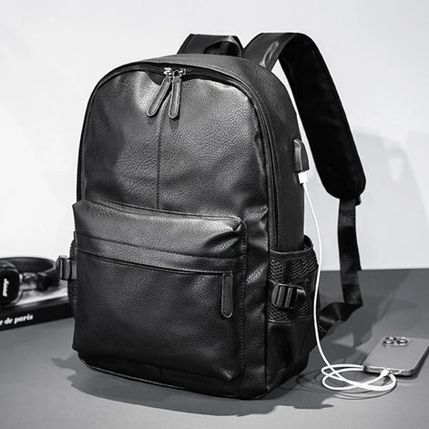 Mochila Executiva Masculina de Couro Preto