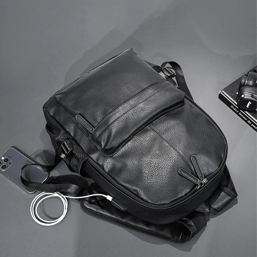 Mochila Executiva Masculina de Couro Preto