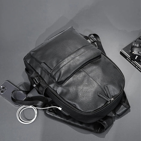 Mochila Executiva Masculina de Couro Preto