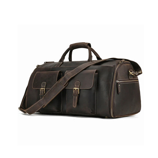 Mala Executiva de Couro Legítimo 35L Marrom Escuro Hephaestus