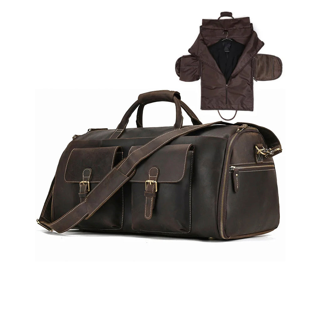 Mala Executiva de Couro Legítimo 35L Marrom Escuro Hephaestus