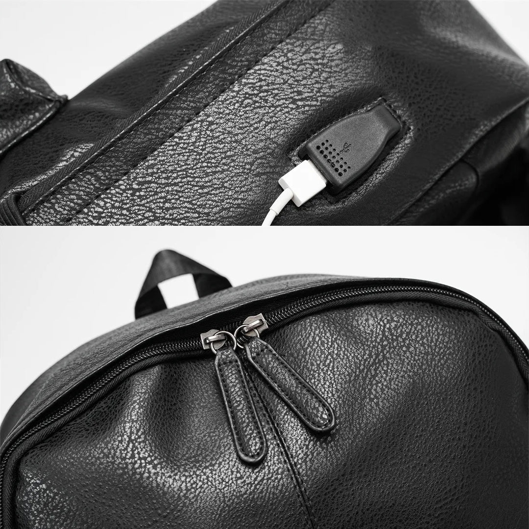 Mochila Executiva Masculina de Couro Preto