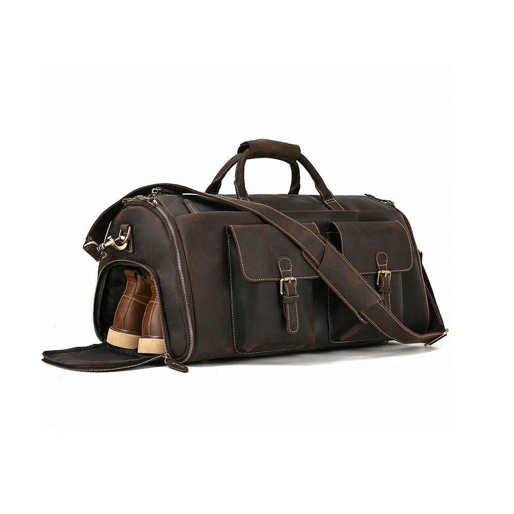 Mala Executiva de Couro Legítimo 35L Marrom Escuro Hephaestus