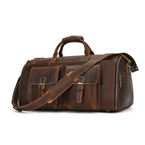 Mala Executiva de Couro Legítimo 35L Marrom Claro Hephaestus