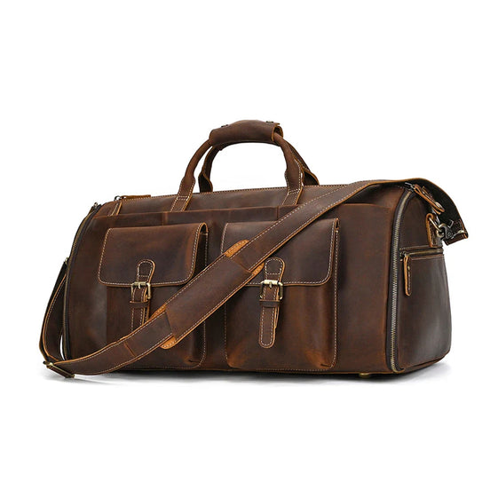 Mala Executiva de Couro Legítimo 35L Marrom Claro Hephaestus