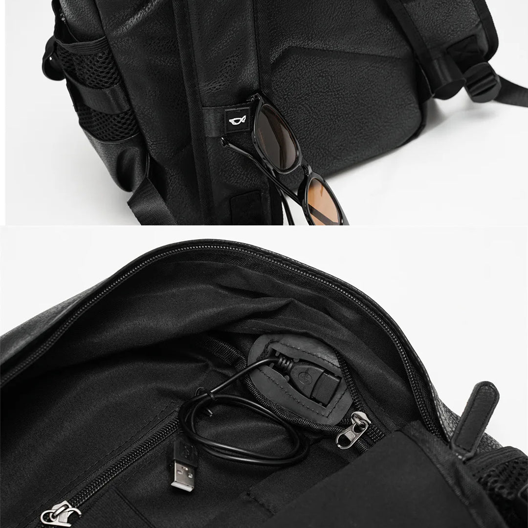 Mochila Executiva Masculina de Couro Preto