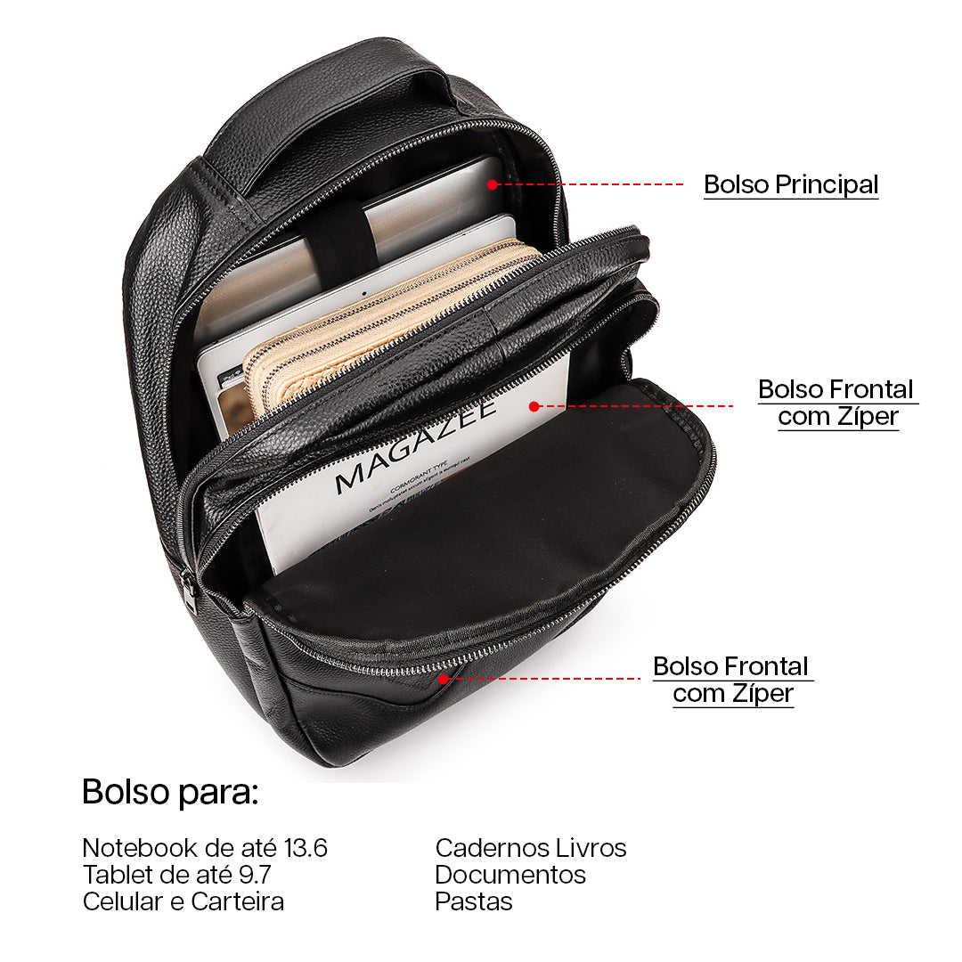 Mochila Executiva de Couro Legítimo Hephaestus