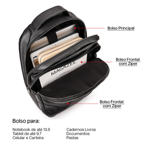 Mochila Executiva de Couro Legítimo Hephaestus