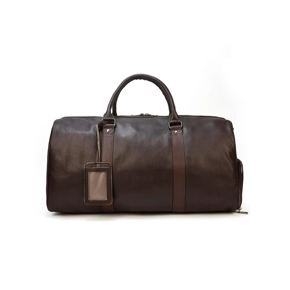Mala de Viagem de Couro Legítimo Personalizado Marrom Escuro
