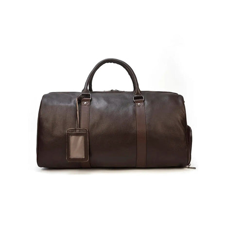 Mala de Viagem de Couro Legítimo Personalizado Marrom Escuro