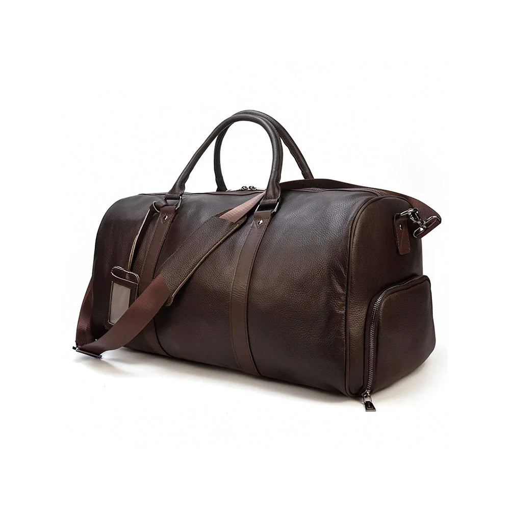 Mala de Viagem de Couro Legítimo Personalizado Marrom Escuro
