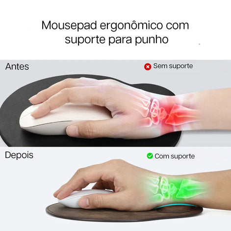Mousepad em Couro Legítimo com Descanso para Pulso