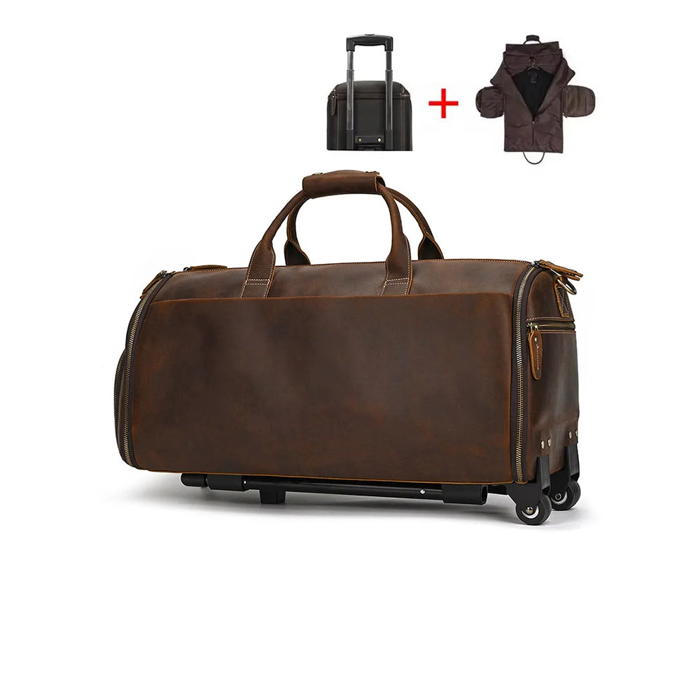 Mala de Viagem de Couro Legítimo Marrom Hephaestus Titan