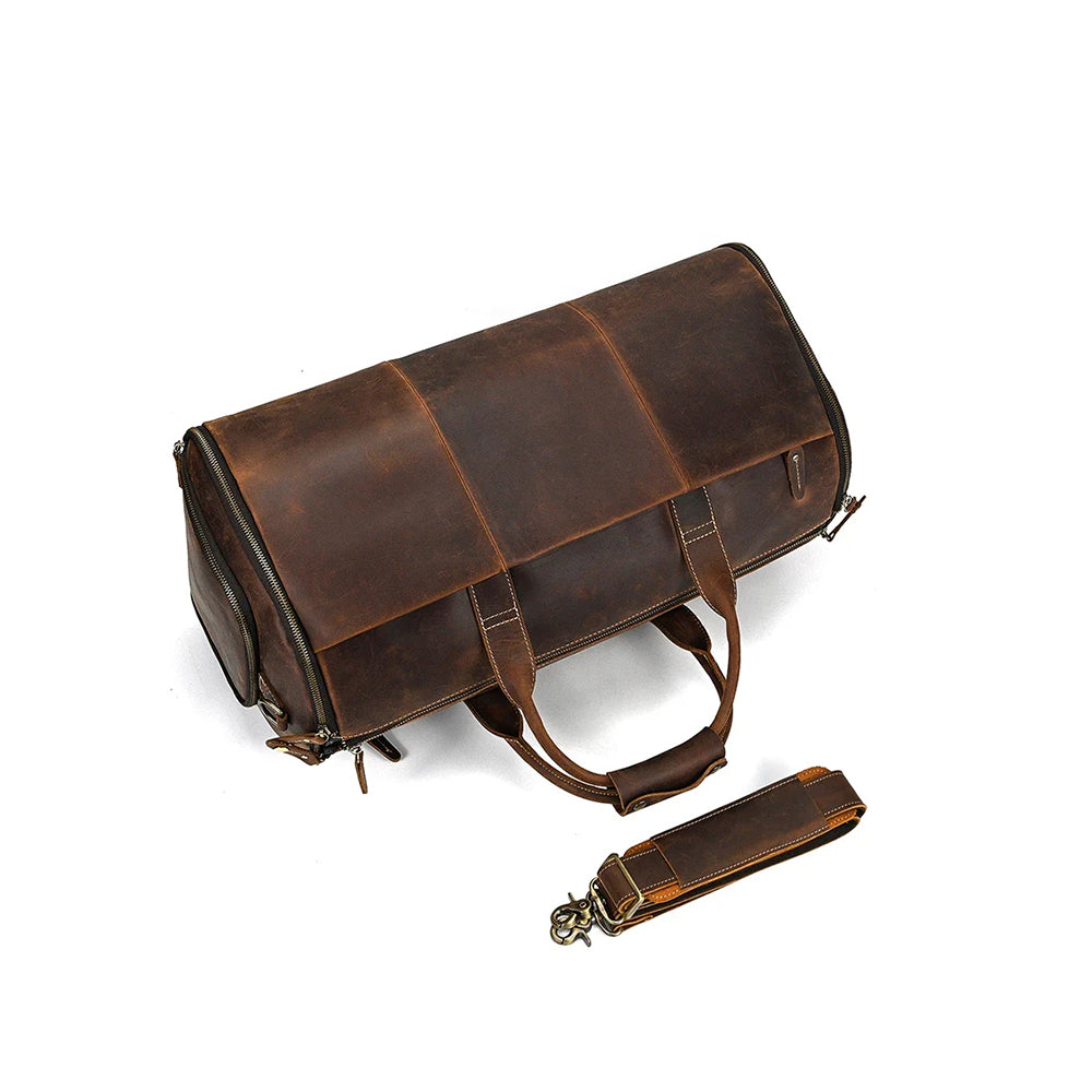 Mala de Viagem de Couro Legítimo Marrom Hephaestus Titan