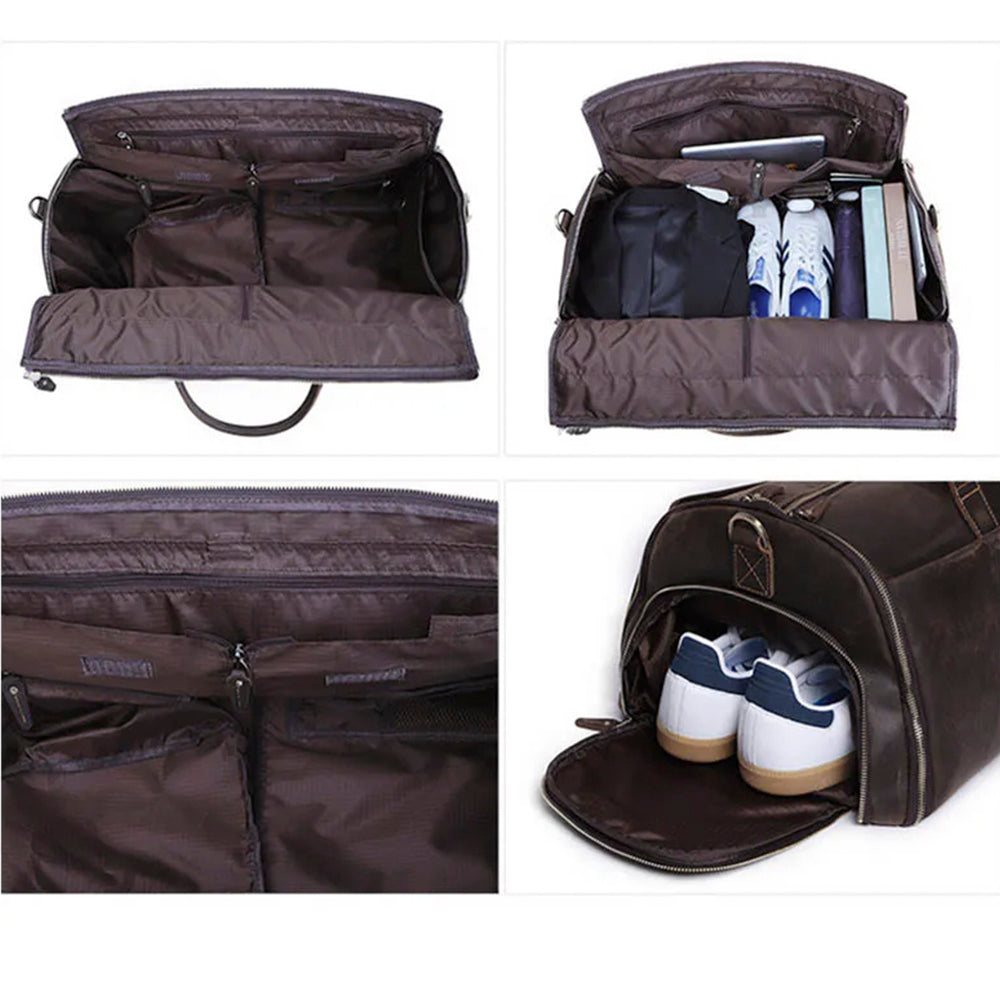 Mala Bolsa de Couro Legítimo Bege Hephaestus