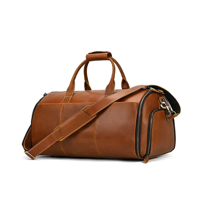 Mala Bolsa de Couro Legítimo Bege Hephaestus