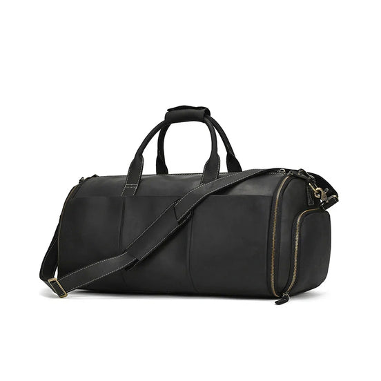 Mala de Viagem de Couro Legítimo Preto Hephaestus Titan