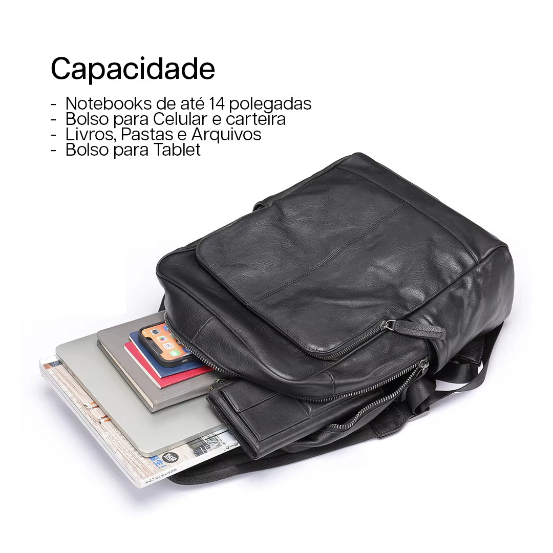 Mochila Executiva de Couro Legítimo Hephaestus