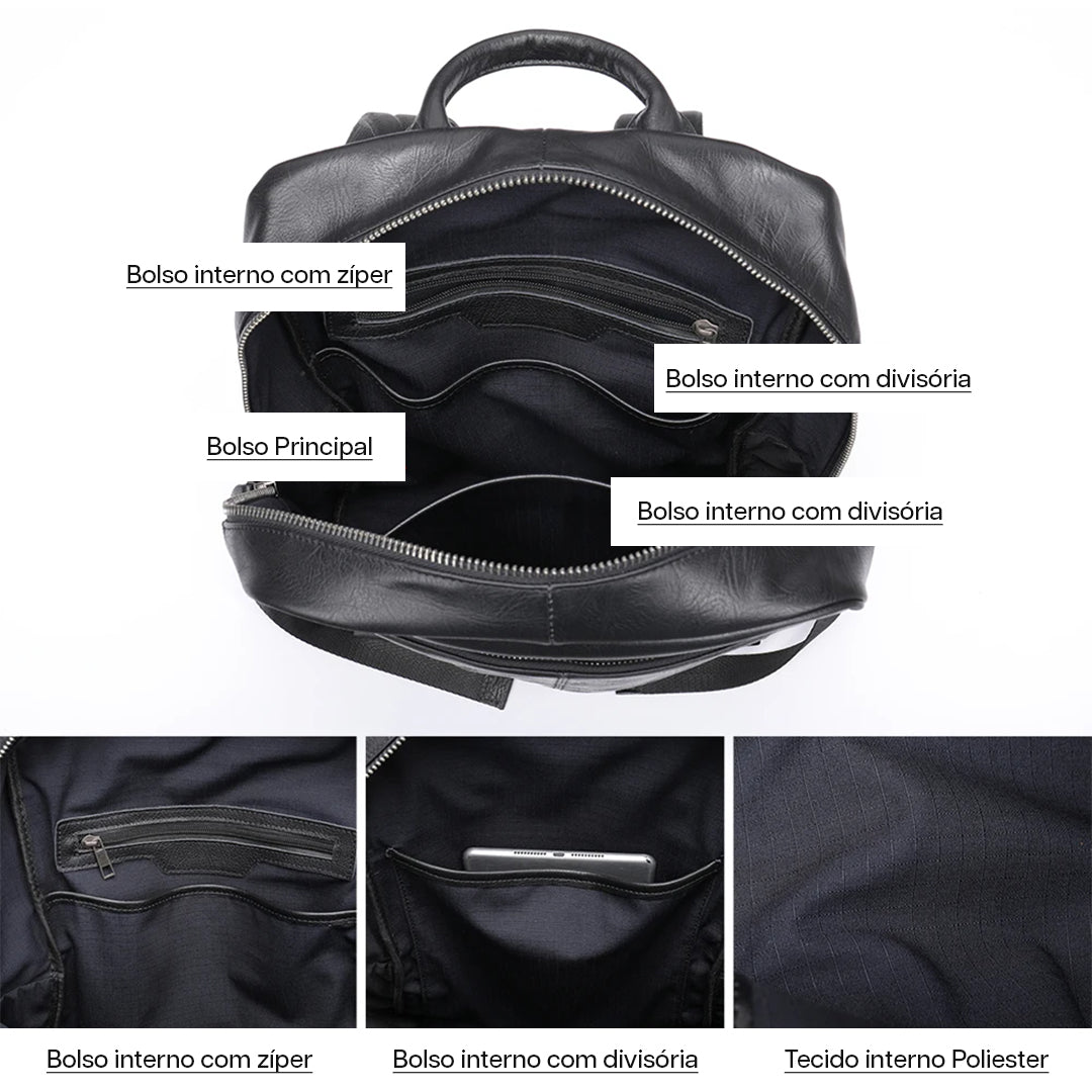 Mochila Executiva de Couro Legítimo Hephaestus