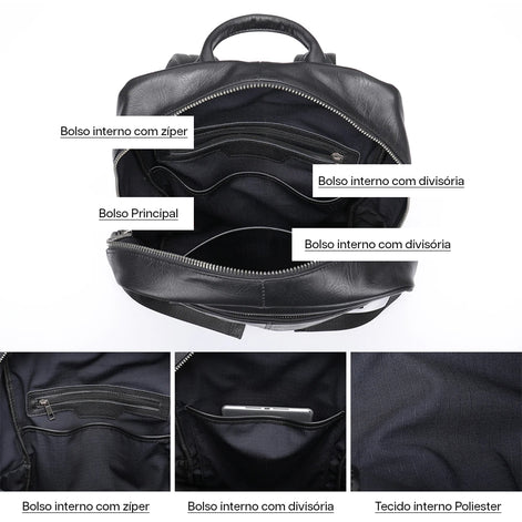 Mochila Executiva de Couro Legítimo Hephaestus