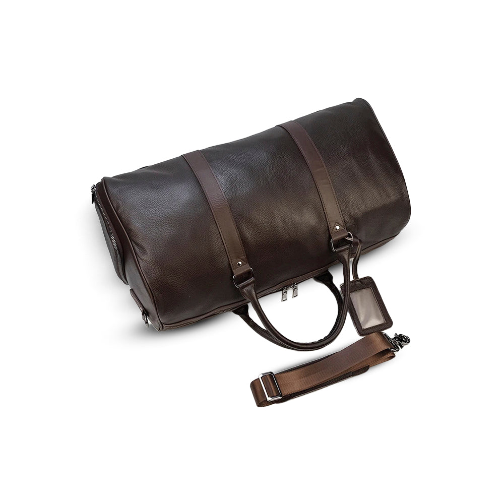 Mala de Viagem de Couro Legítimo Personalizado Marrom Escuro