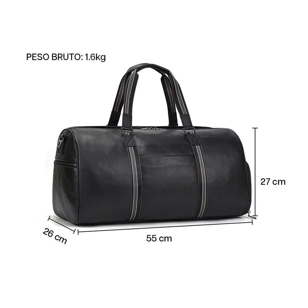 Mala de Viagem de Couro Legítimo Personalizado Preto