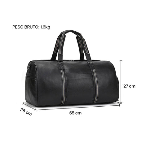 Mala de Viagem de Couro Legítimo Personalizado Preto