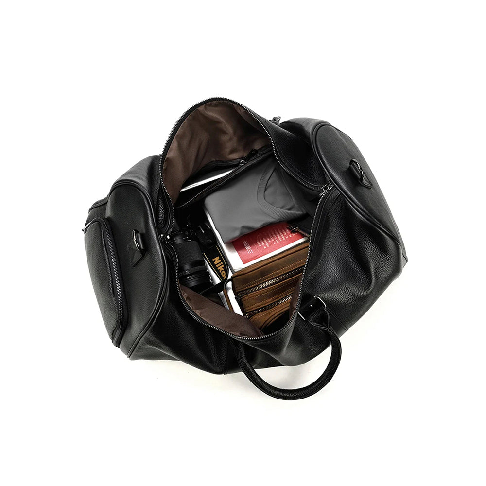 Mala de Viagem de Couro Legítimo Personalizado Preto