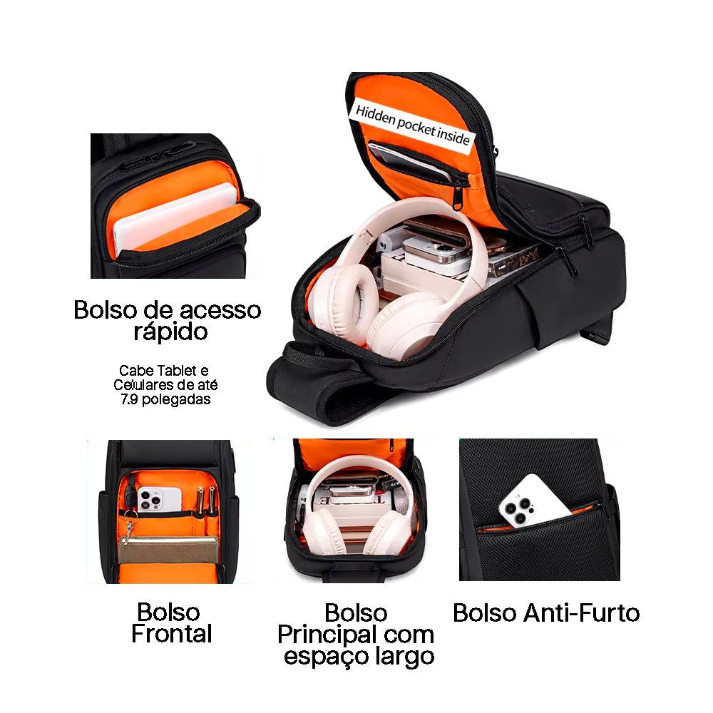 Bolsa de Ombro Masculina Impermeável Grande Fenruien