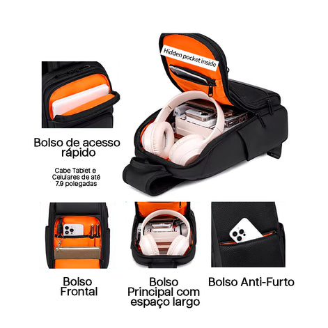Bolsa de Ombro Masculina Impermeável Grande Fenruien