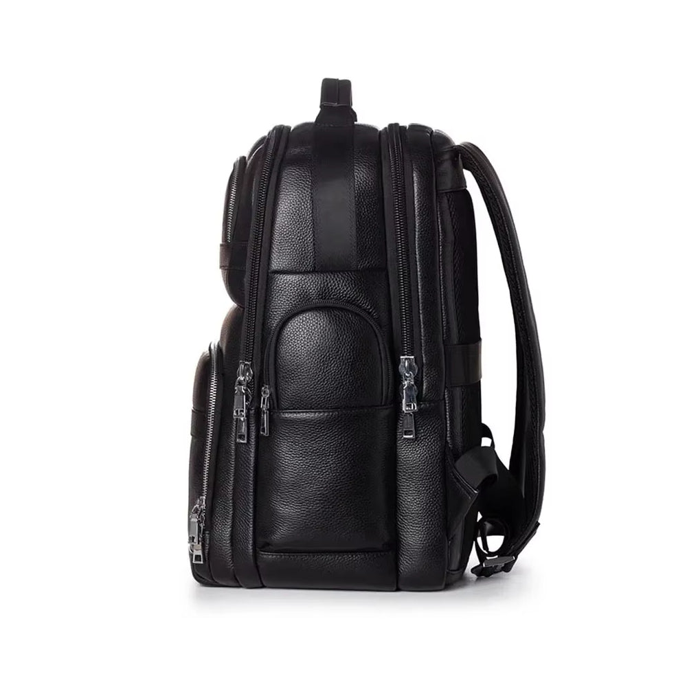 Mochila Executiva de Couro Legítimo Preto Hephaestus