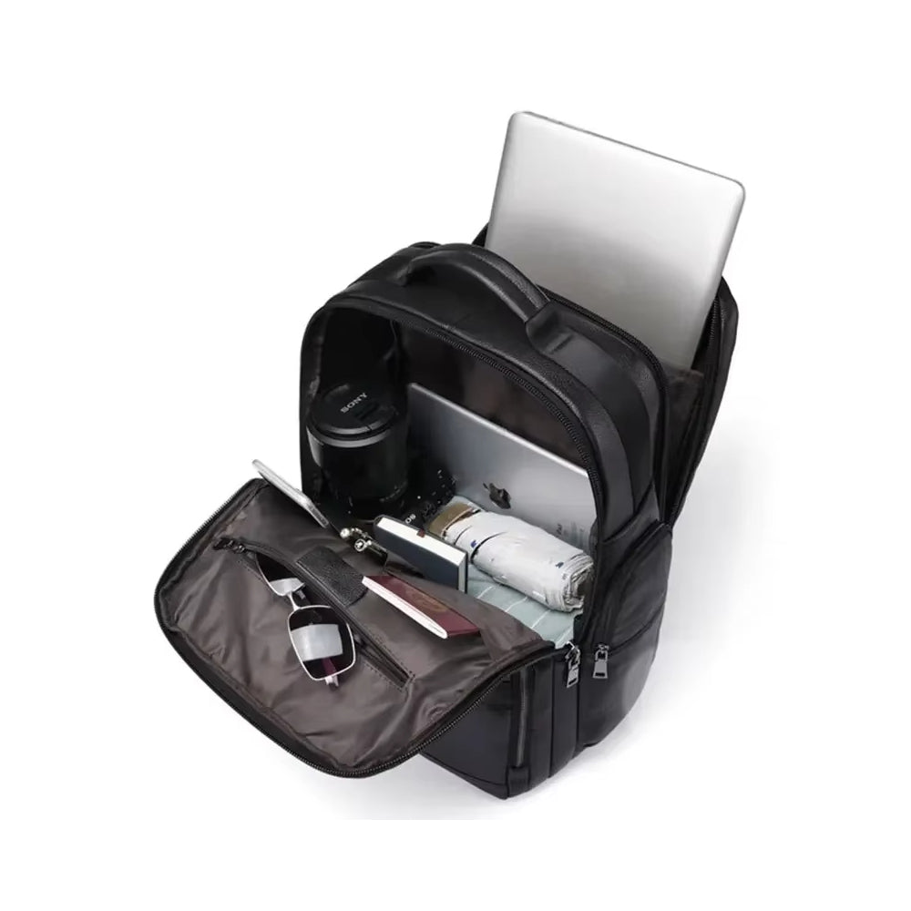 Mochila Executiva de Couro Legítimo Preto Hephaestus