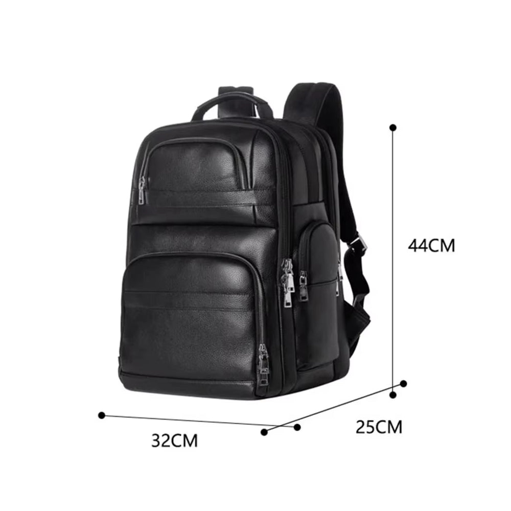 Mochila Executiva de Couro Legítimo Preto Hephaestus