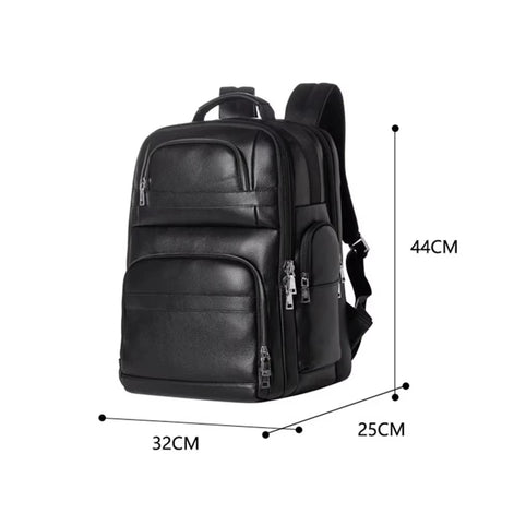 Mochila Executiva de Couro Legítimo Preto Hephaestus