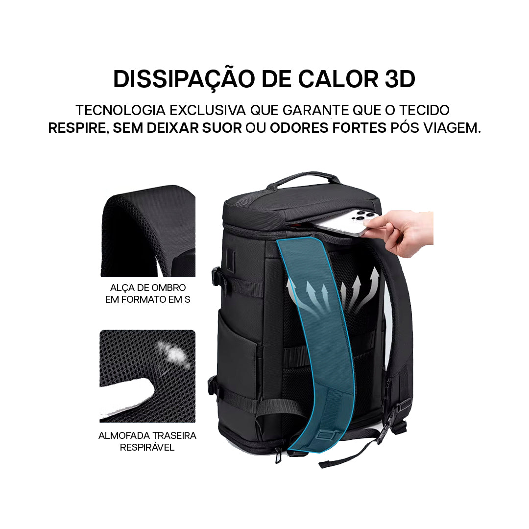 Mochila de Viagem Impermeável Expansível 20L - 35L Fenruien