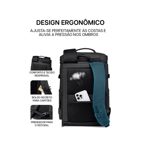 Mochila de Viagem Impermeável Expansível 20L - 35L Fenruien