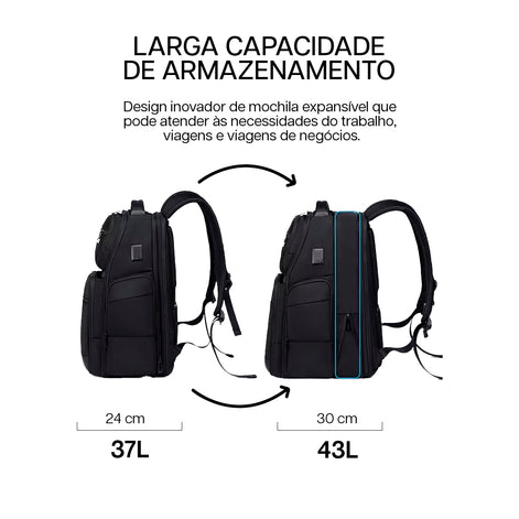 Mochila de Viagem Expansível 37L - 43L Fenruien