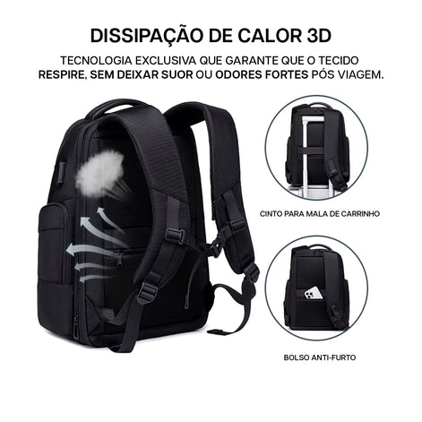 Mochila de Viagem Expansível 37L - 43L Fenruien