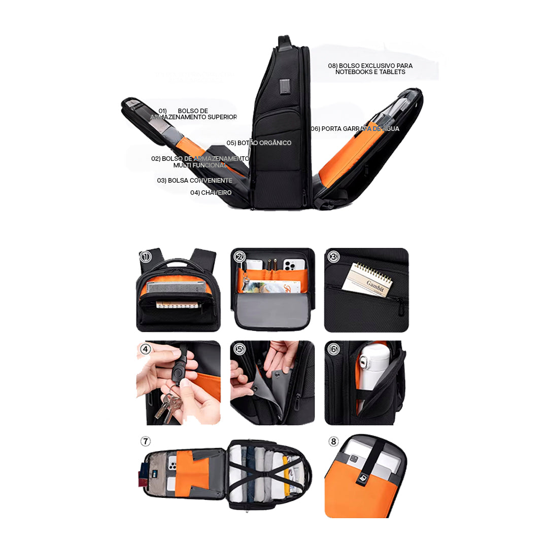 Mochila de Viagem Expansível 37L - 43L Fenruien