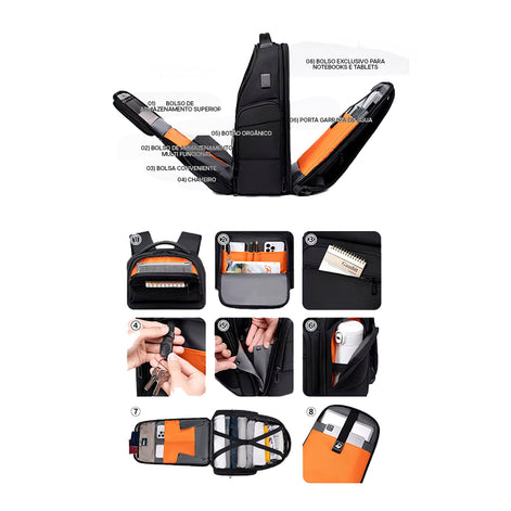 Mochila de Viagem Expansível 37L - 43L Fenruien